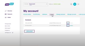 Screenshot of My Account Contacts section